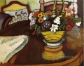 Still Life with Stag Cushion and Flowers August Macke